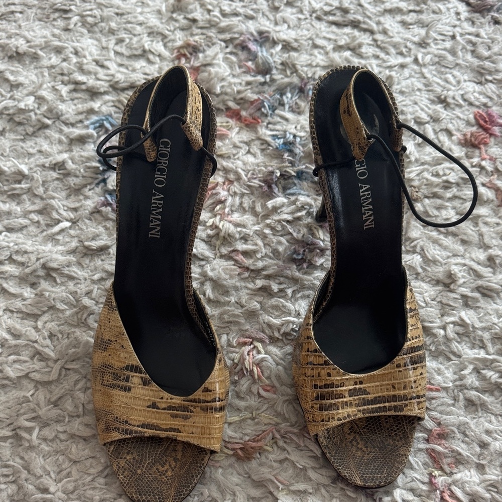 Giorgio Armani Black and Beige Heels